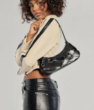 Bold Buckles Faux Leather Handbag