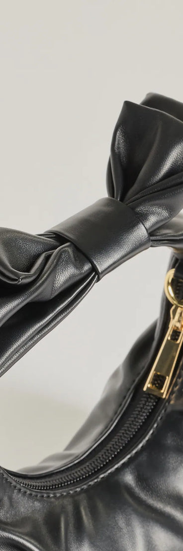 Chic Muse Faux Leather Bow Handbag