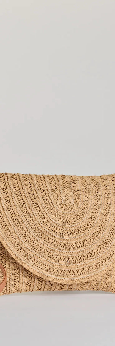 Cute Retreat Straw Envelope Clutch Crossbody Bag