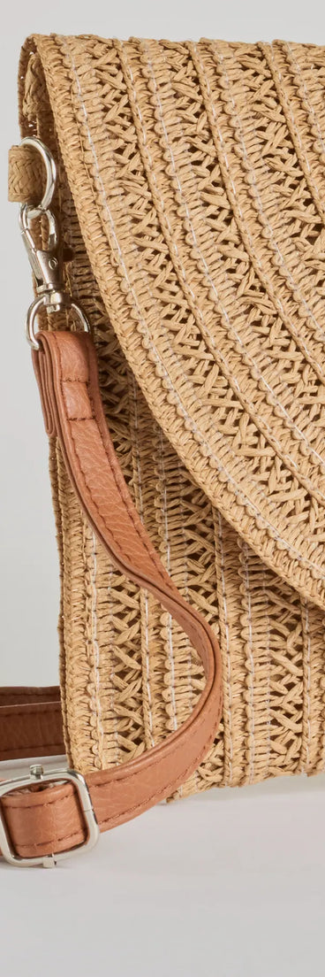 Cute Retreat Straw Envelope Clutch Crossbody Bag