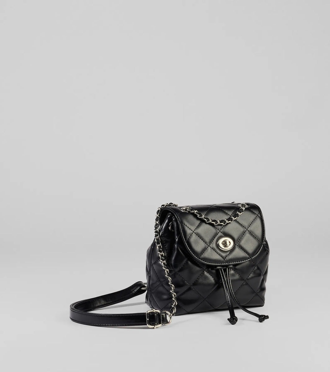 Edgy Quilted Faux Leather Mini Backpack & Windsor