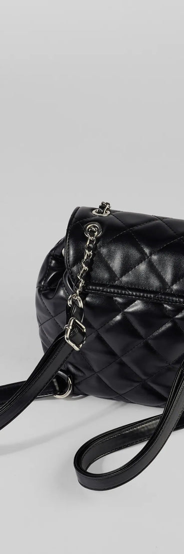 Edgy Quilted Faux Leather Mini Backpack