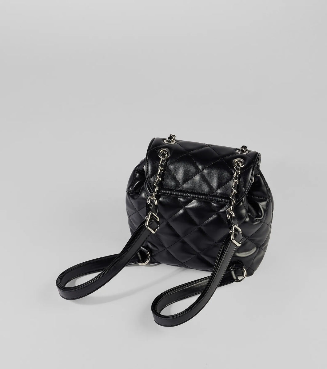 Edgy Quilted Faux Leather Mini Backpack & Windsor