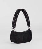 The Major Stud Faux Suede Shoulder Bag in black brings edge and energy to your vibe, ready to elevate any festival look or concert outfit.