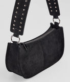 The Major Stud Faux Suede Shoulder Bag in black brings edge and energy to your vibe, ready to elevate any festival look or concert outfit.