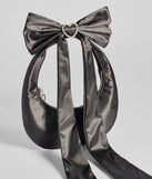 Whether you're dressing up for a romantic date or a Galentine's event, the Luxe Rhinestone Bow Strap Satin Shoulder Bag in black is the perfect accessory to elevate your Valentine's Day outfit.