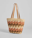 Paradise Bound Braided Striped Straw Tote Bag