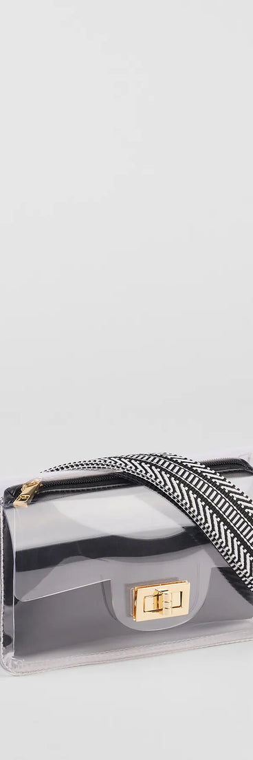 Stay on-trend this season with the Clearly Trendy Crossbody Bag in clear, a must-have for creating stylish and effortless spring outfits for women.