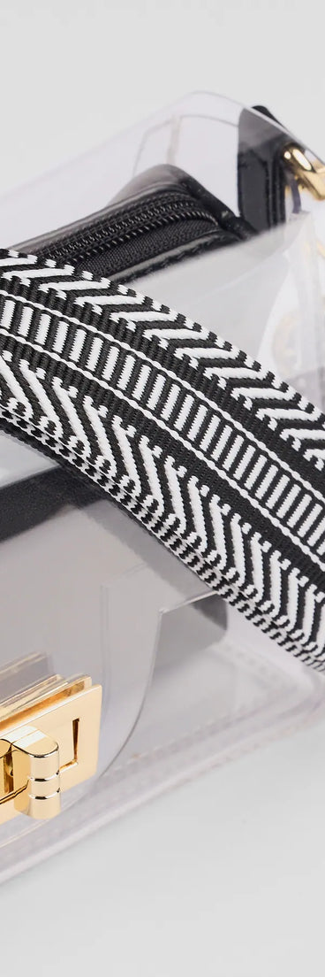 Stay on-trend this season with the Clearly Trendy Crossbody Bag in clear, a must-have for creating stylish and effortless spring outfits for women.