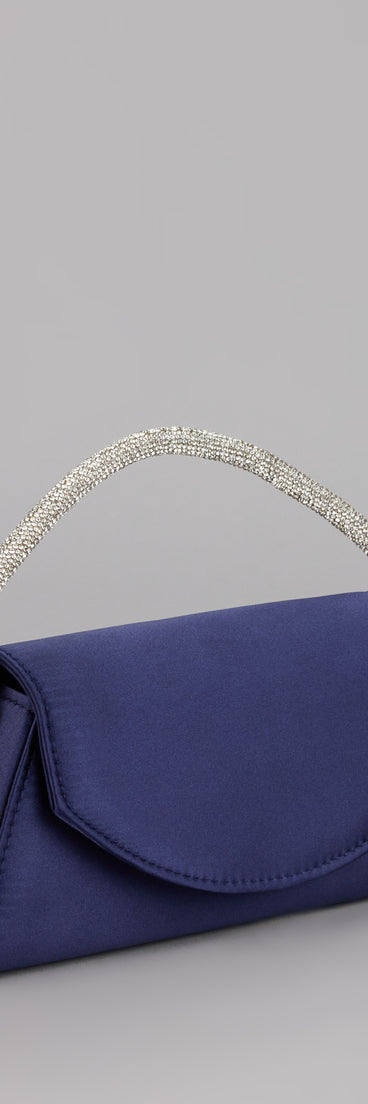 Glam Aspiration Rhinestone Strap Satin Handbag