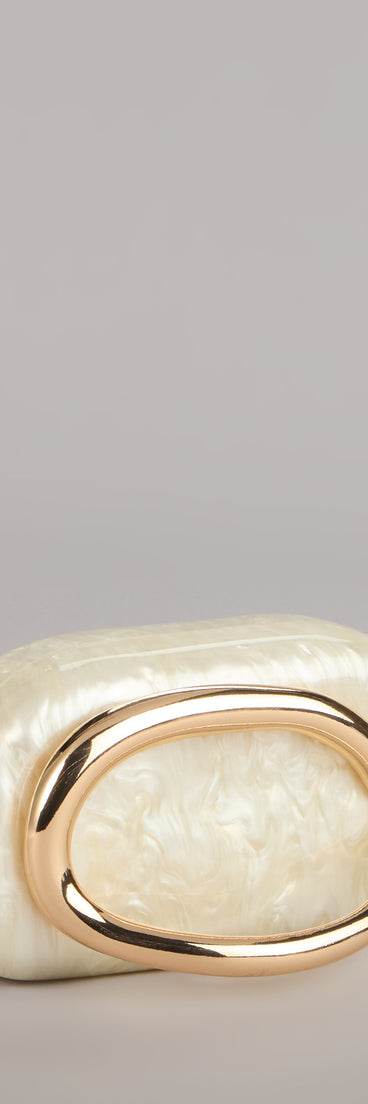 Polished Plans Pearlescent Metal Handle Clutch