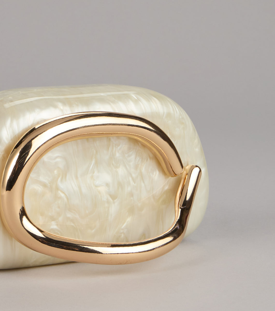 Polished Plans Pearlescent Metal Handle Clutch & Windsor
