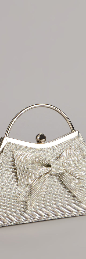 All Dressed Up Rhinestone Bow Handle Clutch