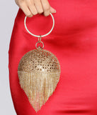 Rhinestone Fringe Sphere Clutch