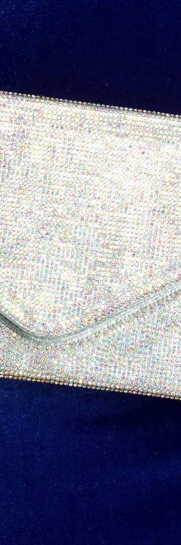 Iridescent Rhinestone Radiance Envelope Clutch