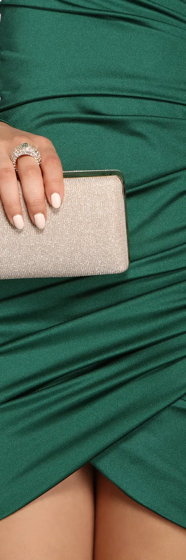 Bling Ring Clasp Glitter Mesh Clutch