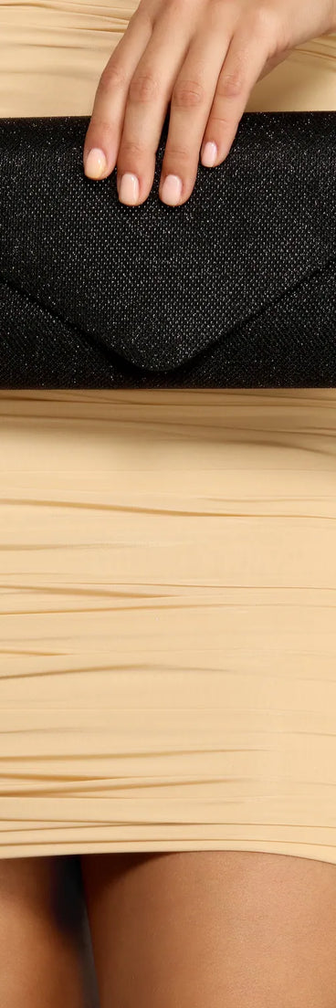 Glitter Mesh Envelope Clutch