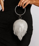 Light The Night Rhinestone Fringe Sphere Clutch