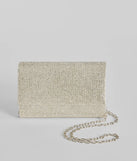 Get ready for any event with the Luxe Glamour Rhinestone Box Clutch in silver, an essential start to creating a versatile outfit for women for parties, cocktail hours, or Valentine's Day events.