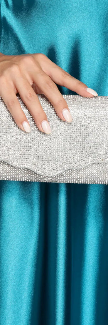 Scalloped Rhinestone Clutch