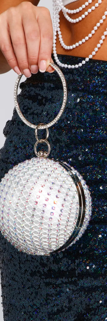 Luxe Radiance Rhinestone Sphere Clutch