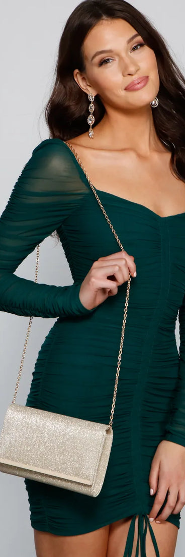 Glitzy Moment Glitter Mesh Clutch