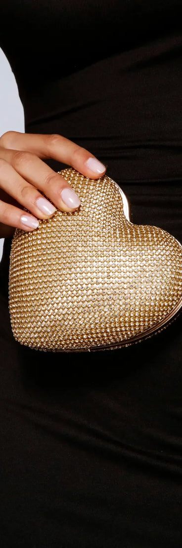 Falling For Rhinestones Heart-Shaped Clutch