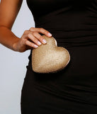 Falling For Rhinestones Heart-Shaped Clutch