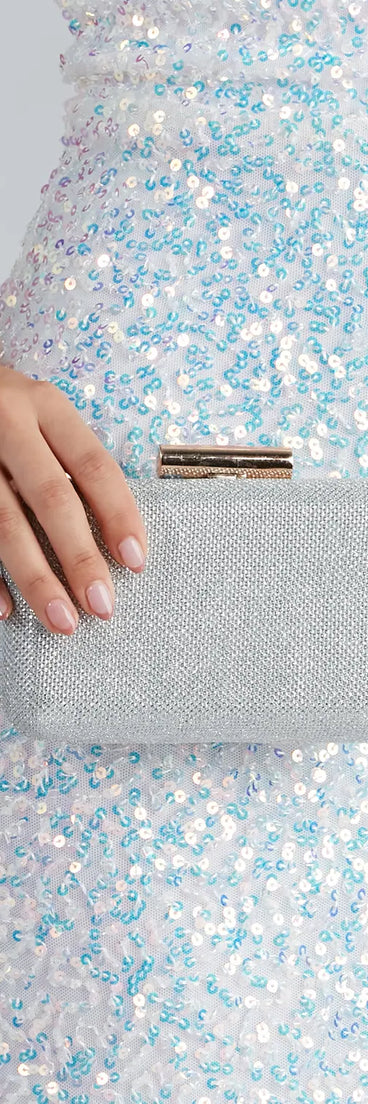 Luxe Glitter Mesh Box Clutch