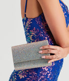 Shimmer Rhinestone Fold Over Clutch