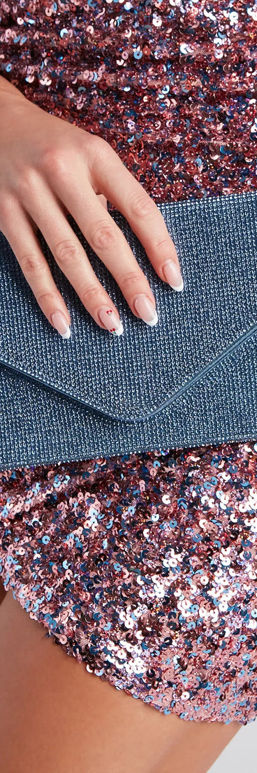 Keep Me Sparkly Rhinestone Envelope Clutch