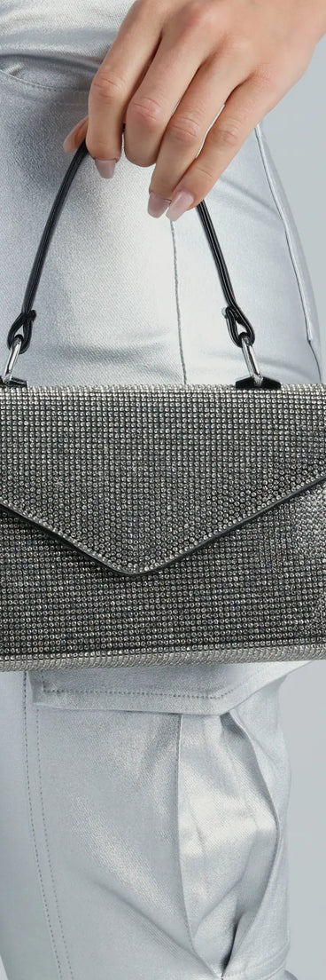 Glam Up Rhinestone Envelope Top Handle Bag