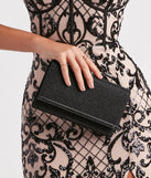 Prepare To Shine Glitter Mesh Clutch