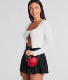 Tempting Glamour Rhinestone Bitten Apple Clutch