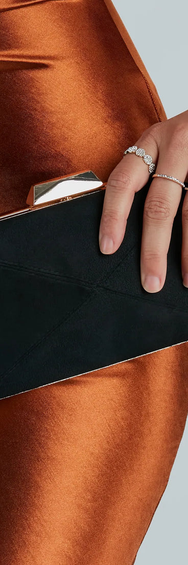Sophisticated Style Faux Suede Box Clutch