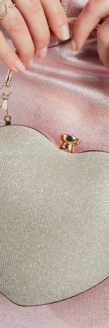 Divine Heart Glitter Mesh Handbag