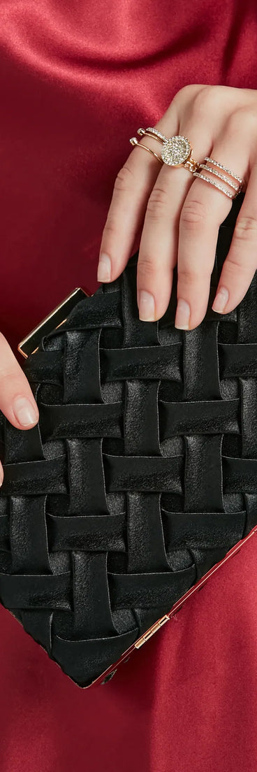 Perfect Addition Satin Woven Box Clutch