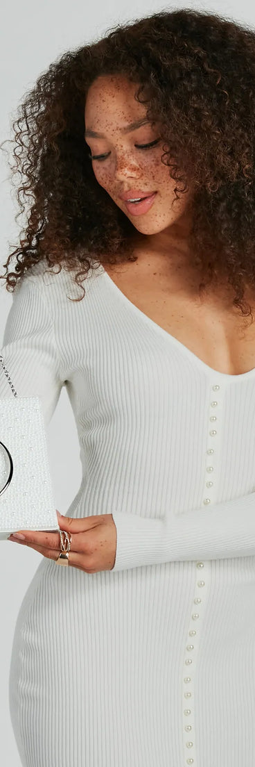 Elite Glam Faux Pearl Mini Tote Handbag