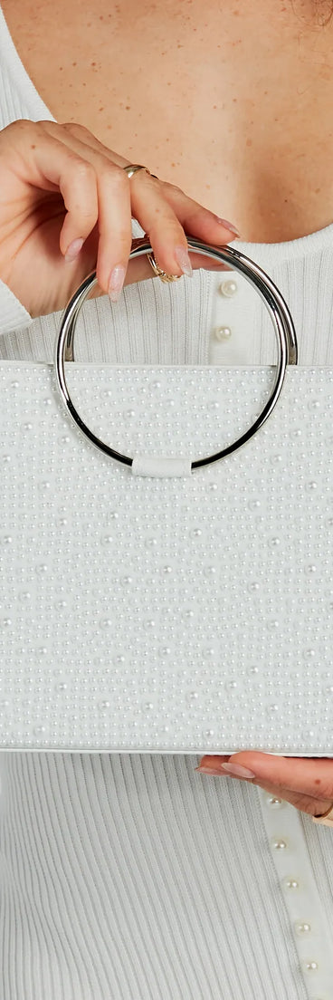 Elite Glam Faux Pearl Mini Tote Handbag