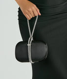 Cordially Invited Rhinestone Strap Satin Clutch