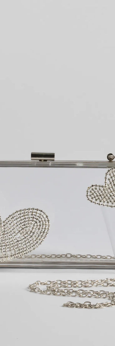 Heart's Content Rhinestone Clear Box Bag