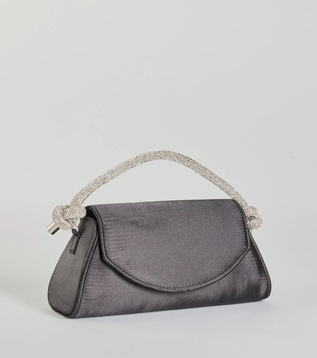 Glam Aspiration Rhinestone Strap Satin Handbag | Windsor