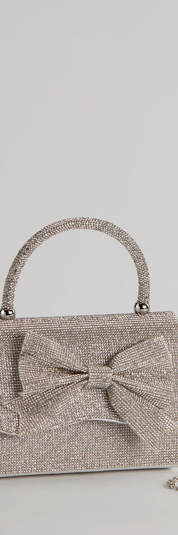 So Pristine Bow Rhinestone Purse
