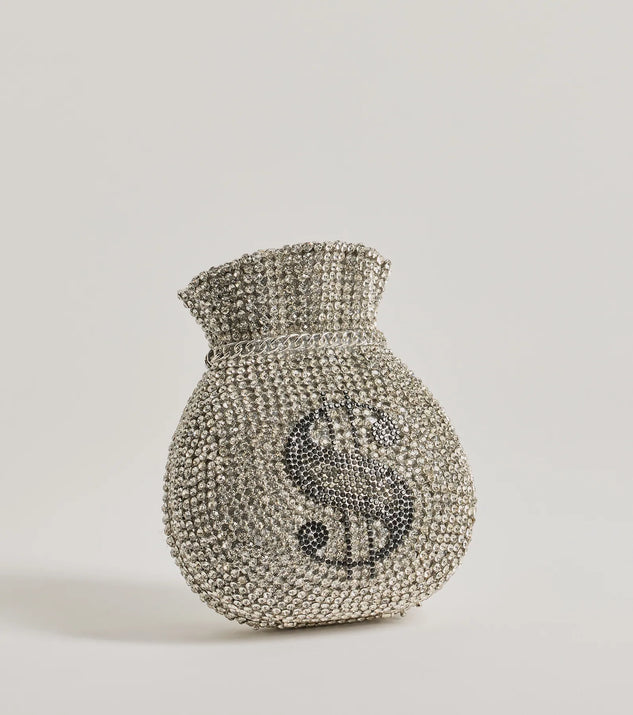 Get That Money Rhinestone Clutch, a trendy silver addition to women's going-out outfits, is ideal for Christmas party outfits, chic NYE attire, or winter night-out looks that keep you on-trend!