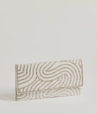 The Graceful Luxe Rhinestone And Faux Pearl Clutch helps create a chic women's white cocktail outfit with a trendy texture and stylish design, ideal for wedding guest cocktail outfits or dinner parties.