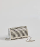 Lavishly Chic Rhinestone Baguette Foldover Clutch, a trendy silver addition to women's going-out outfits, is ideal for Christmas party outfits, chic NYE attire, or winter night-out looks that keep you on-trend!