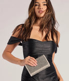 Lavishly Chic Rhinestone Baguette Foldover Clutch, a trendy silver addition to women's going-out outfits, is ideal for Christmas party outfits, chic NYE attire, or winter night-out looks that keep you on-trend!