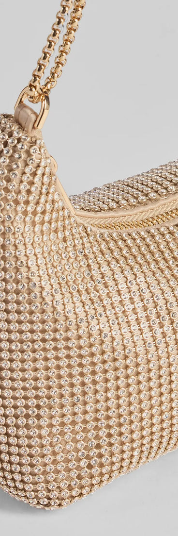 Get inspired with the Glamour Girlie Rhinestone Mesh Shoulder Bag, a feed-worthy gold piece that’s part of Windsor's updated and curated women’s clothing edit packed with must-have fall outfit ideas.