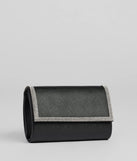 The Sparkle Scene Rhinestone Foldover Clutch in black brings sleek style to any graduation outfit, from cap and gown to after-party.
