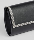 The Sparkle Scene Rhinestone Foldover Clutch in black brings sleek style to any graduation outfit, from cap and gown to after-party.